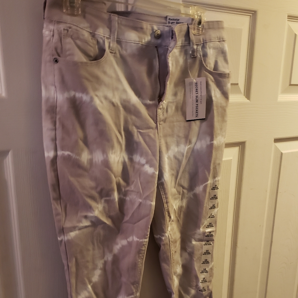 Old navy Rockstar super skinny high rise jeans grey and white tiedye NWT